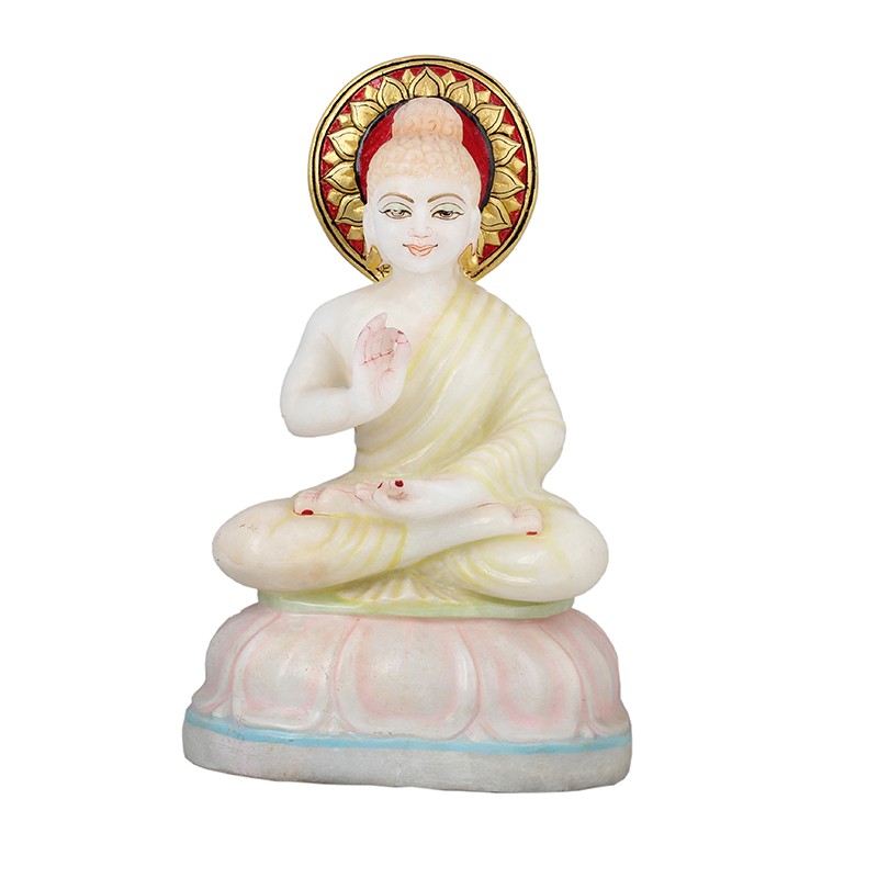 Marble gautam buddha sitting lotus - Divineshop