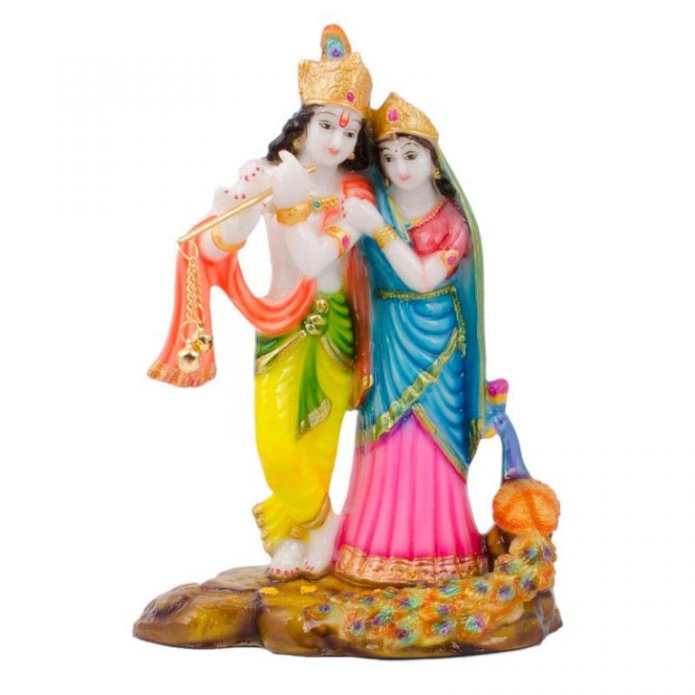 Radha Krishna Standing on a Peacock - Divineshop