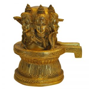 Shivalinga With 3 Face Shiva Brass Idol